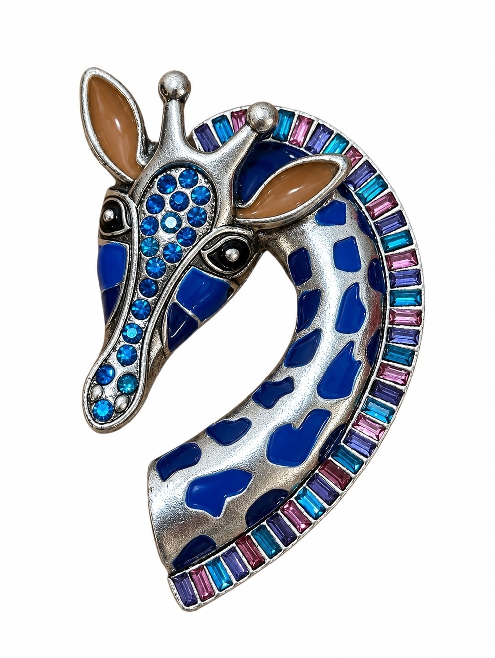 Vintage Grandmacore Multicolor Rhinestone Giraffe Brooch